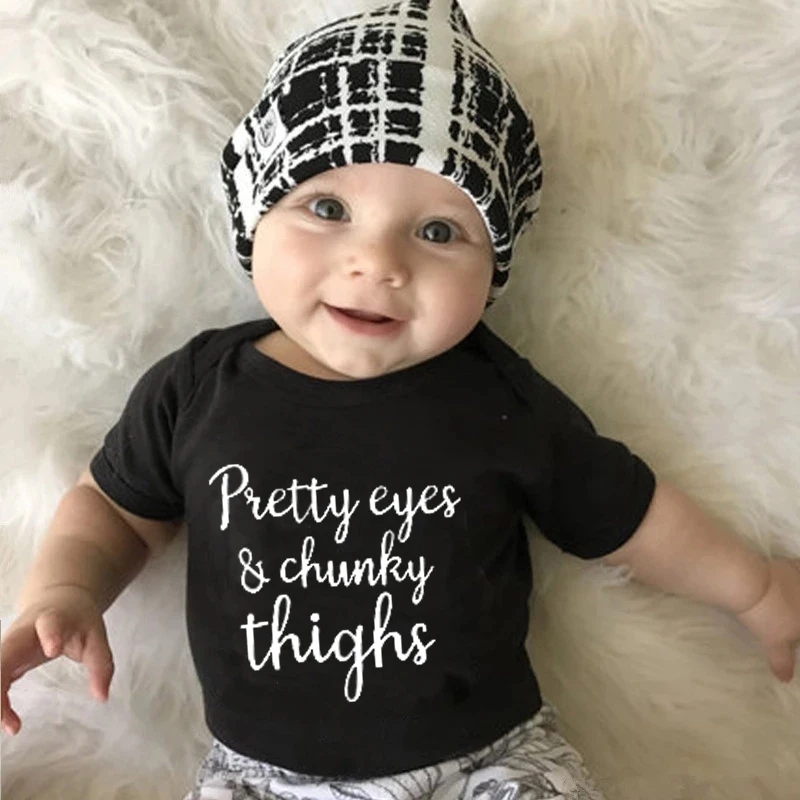 

Newborn Baby Clothes Short Sleeve Girl Boy Clothing Cotton Pretty Eyes&chunky Things Rompers Costumes Jumpsuits Playsuits Onesie