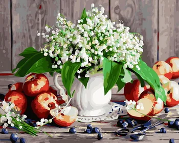 

Frameless picture oil paintings by numbers flowers wall decor diy painting on canvas for home decor 4050cm flower and apple