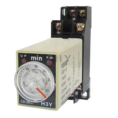 

DC 24V H3Y-2 0-30 Minutes DPDT 8 Pins Power on Time Delay Relay w Socket