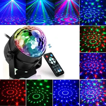 

LED RGB Crystal Magic Ball Effect Lights Sound Activated Laser Projector DJ Ball Sound Activated Rotating Disco Ball Party Light