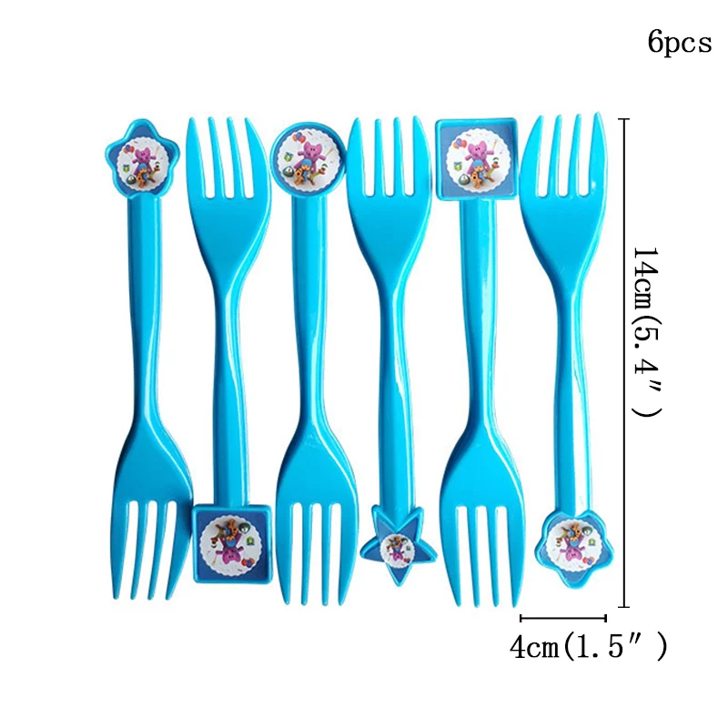 fork-6pcs POCOYO вечерние принадлежности Детская тематическая вечеринка на день рождения украшения новорожденного ребенка душ продукты украшения одноразовые чашки - Цвет: fork-6pcs