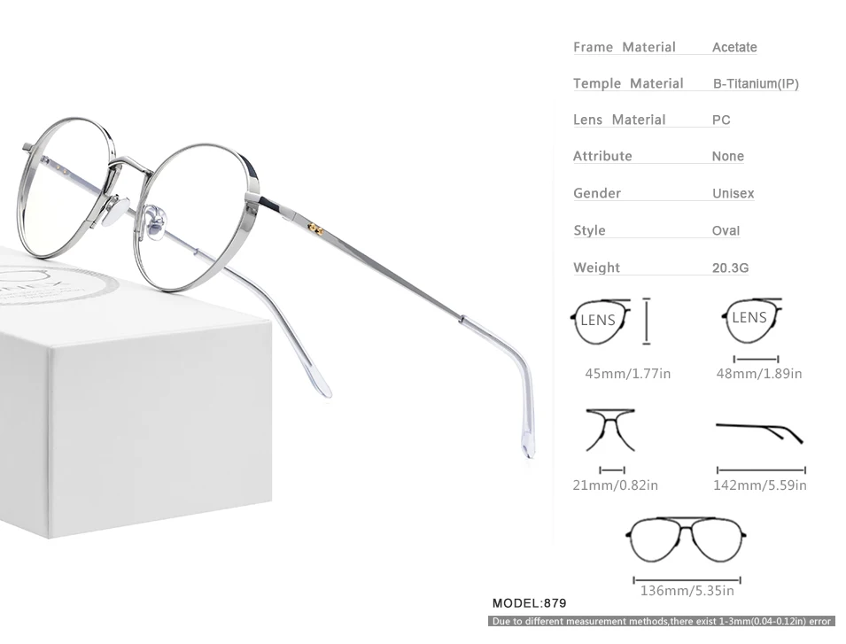 FONEX Titan Brillengestell Damen Ultraleichte Vintage Runde Brillen Herren Retro Japanische High-End-Qualitätsbrillen 879 – Detail 1