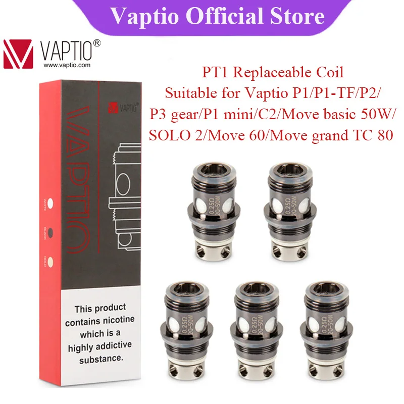 Сменный испаритель PT1 катушка подходит для Vaptio P1/P3 Gear/P1 Mini/C2/SOLO 2/Move 60 5 шт.