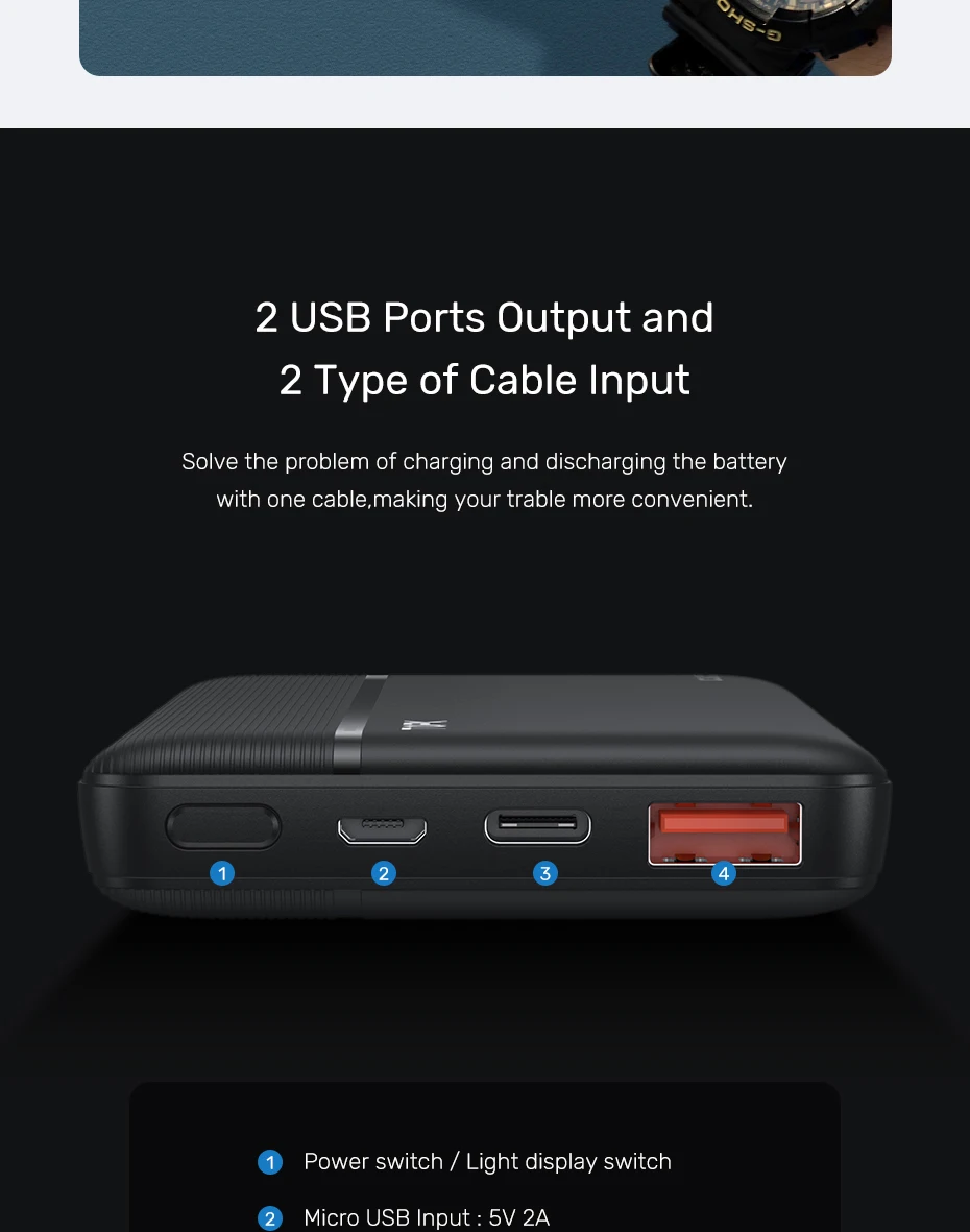 TOPK I1015P Quick Charge 3.0 10000mAh Power Bank USB Type C PD PowerBank Portable External Battery Charger for iPhone Xiaomi