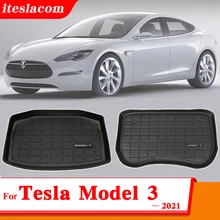 Alfombrilla delantera para maletero de coche Tesla modelo 3 2021, alfombrillas de almacenamiento para maletero, accesorios para coche, bandeja de carga, almohadilla impermeable de TPE, Modelo 3