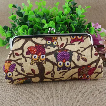 

Owl canvas coin purse Smart Wallet Mini Slim Card Wallet Ladies Wallets