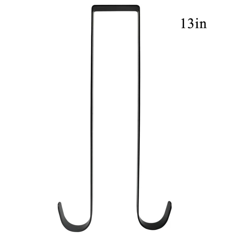 Double Wreath Hanger Hook Black Premium Over The Door Metal Double Sided Wreath Hanger Kitchen Hanging Storage Hook#2