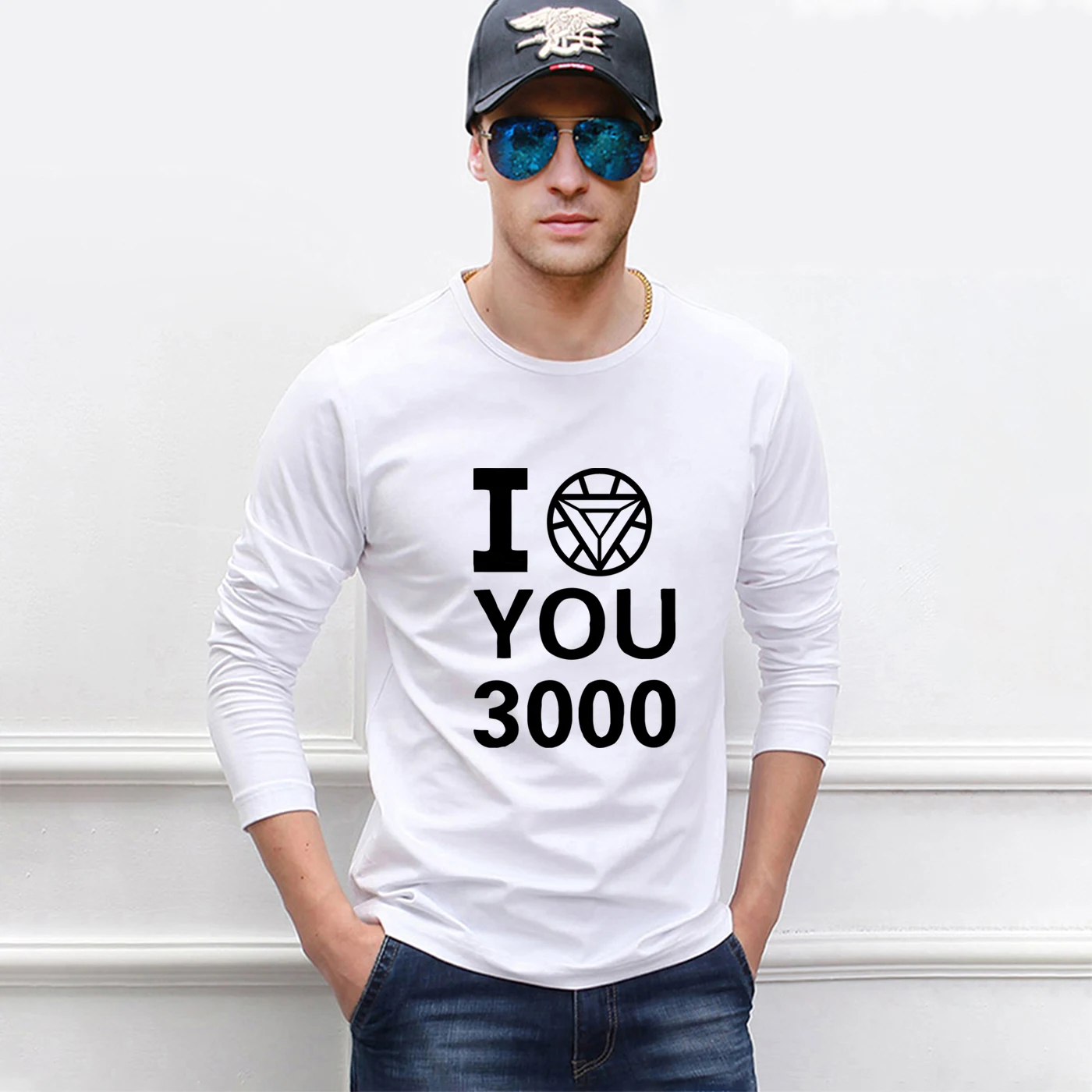 I Love You 3000, мужская рубашка с длинным рукавом Тони Старка, осень, повседневные мужские футболки с принтом Железного человека и буквами, уличная одежда в стиле хип-хоп