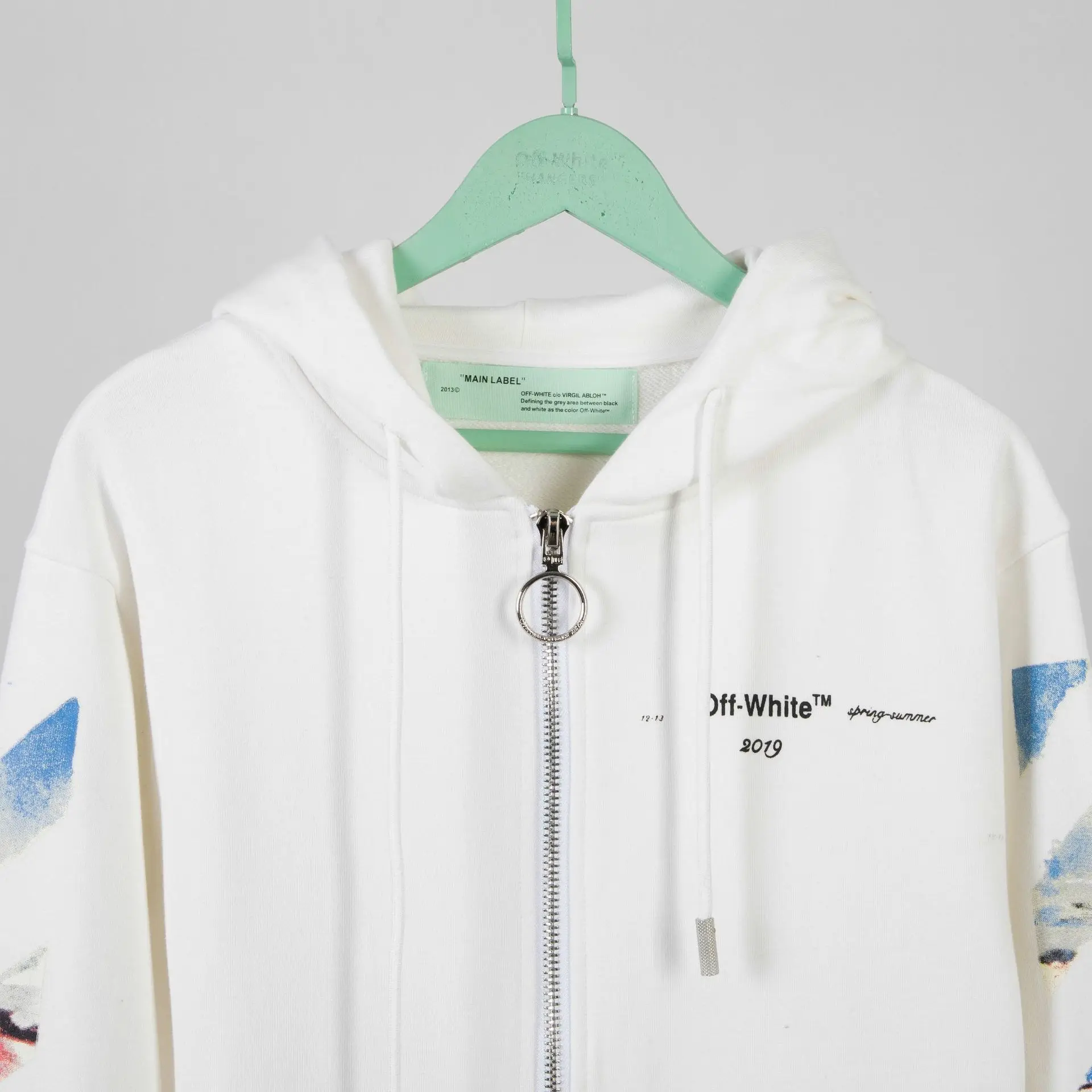 Бело-OW высокого качества 19SS картина Моне масляными красками Мокасины мужские пара свитшот на молнии с капюшоном
