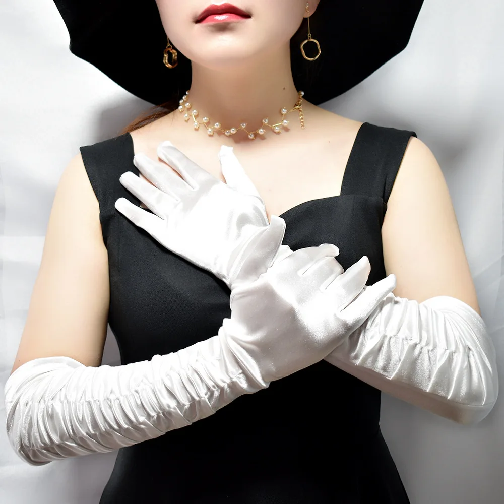 Elegante vestido de noche de satén negro, guantes largos finos de dedo  completo para mujer, guantes largos elásticos, guantes cálidos para  conducir - AliExpress Accesorios para la ropa