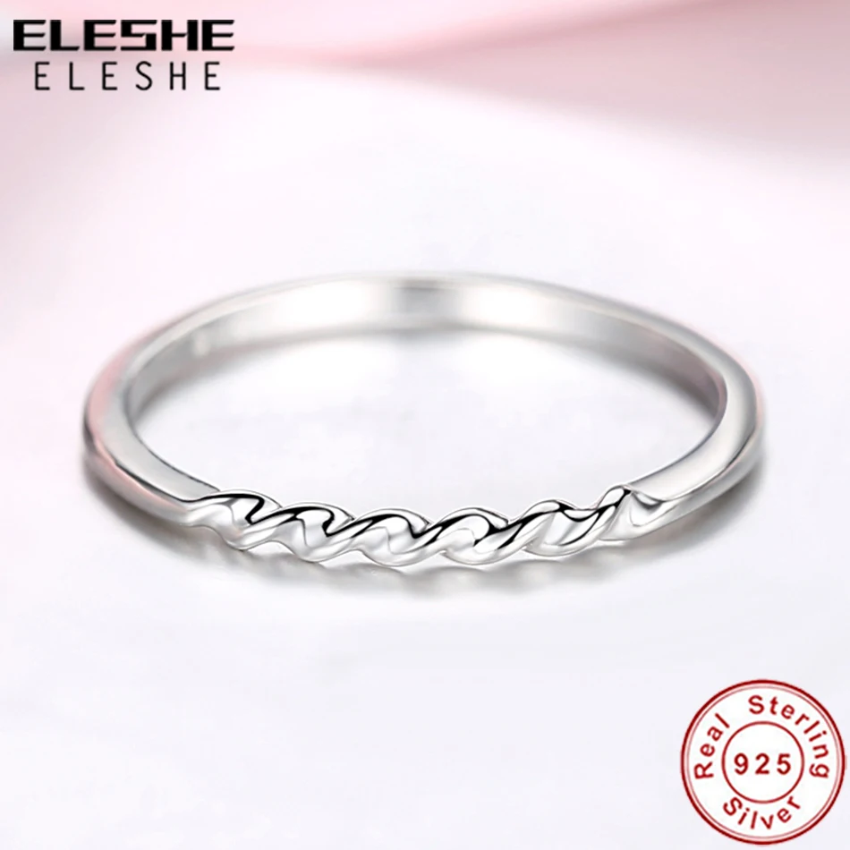 ELESHE, классическое, 925 пробы, серебряное, скрученное кольцо с узлом, для женщин, полированное, штабелируемые, простые кольца, бесконечность, обещание, свадебные украшения