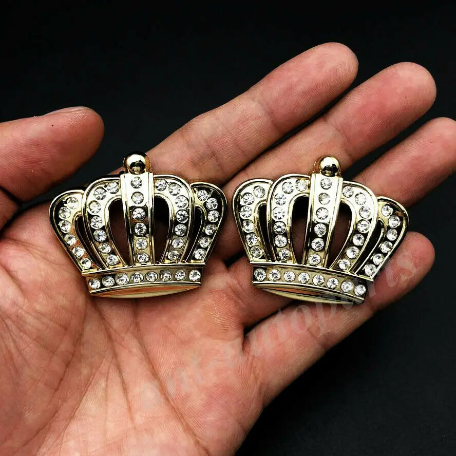 

2x Metal Crystal Crown Rhinestone Princess Car Emblem Badge Motorcycle Sticker