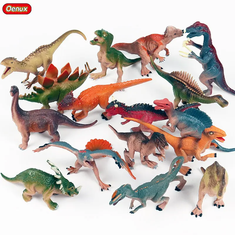 Oenux, 16 шт., модель динозавра Юрского периода, фигурки, теризинозавр, велоцираптор, динозавр, фигурки, коллекция игрушек - Цвет: Dinosaur Set