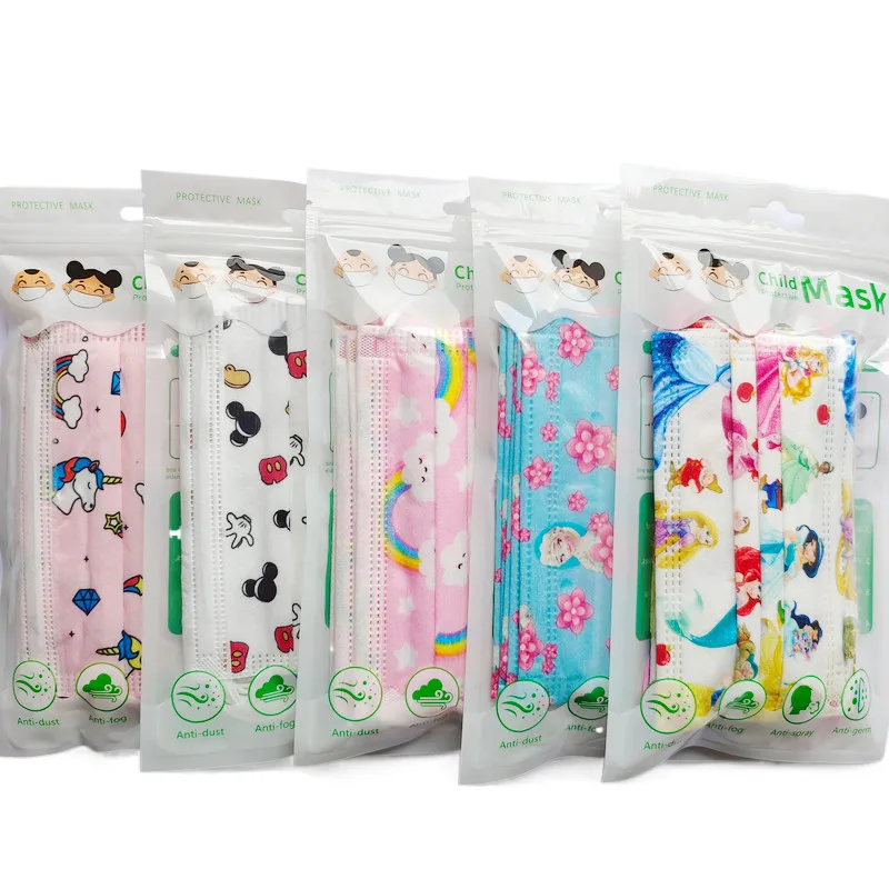New Kids Disposable Face Mask Protective Child Mask Disney Princess Cartoon Mouth Mask Anime Cute Mascarillas Girls Fast Ship 6