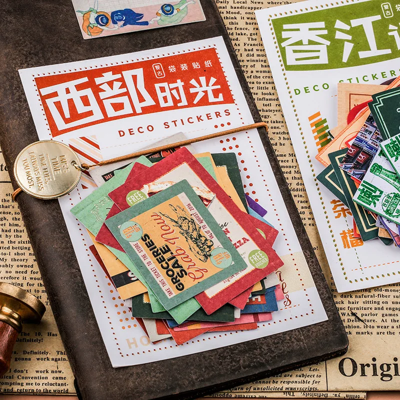 40PCS/bag vintage poster series stickers DIY scrapbooking junk journal album diary happy planner decorative stickers