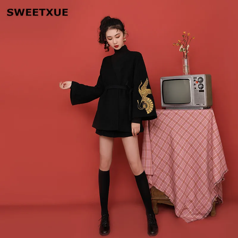 SWEETXUE, модное женское осеннее и зимнее пальто, повседневное свободное шерстяное пальто, женская элегантная верхняя одежда