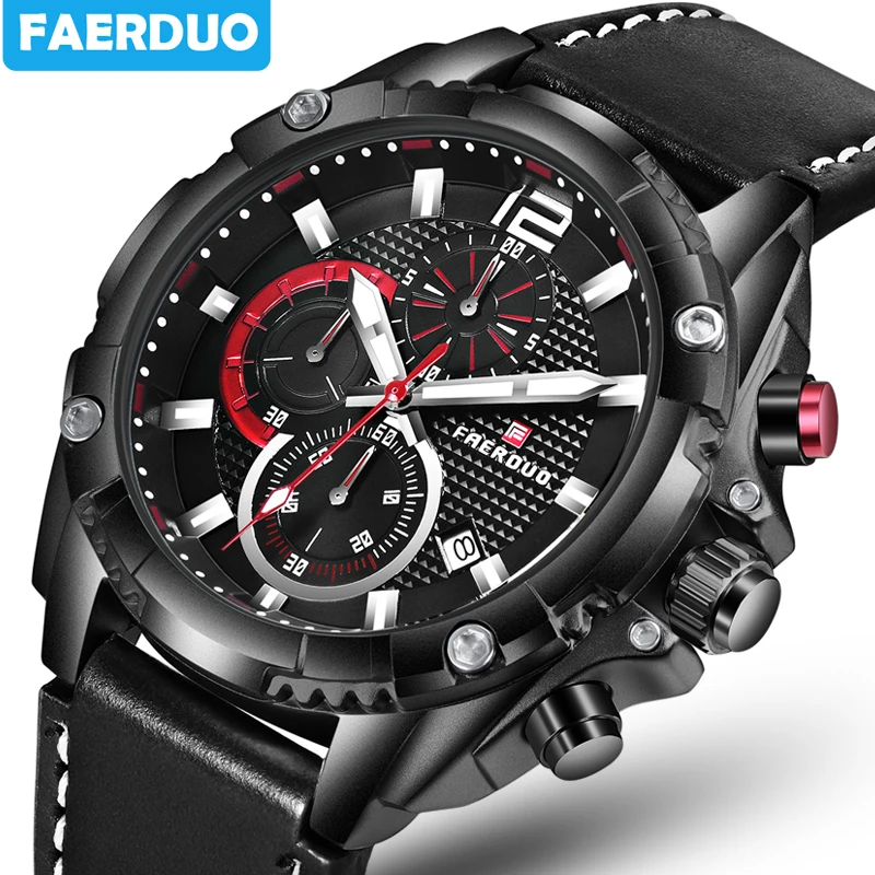 

Leather Mens Watches Waterproof Quartz Business Men Watch Top Brand Luxury Clock Casual Black Sport Watch Relogio Masculino