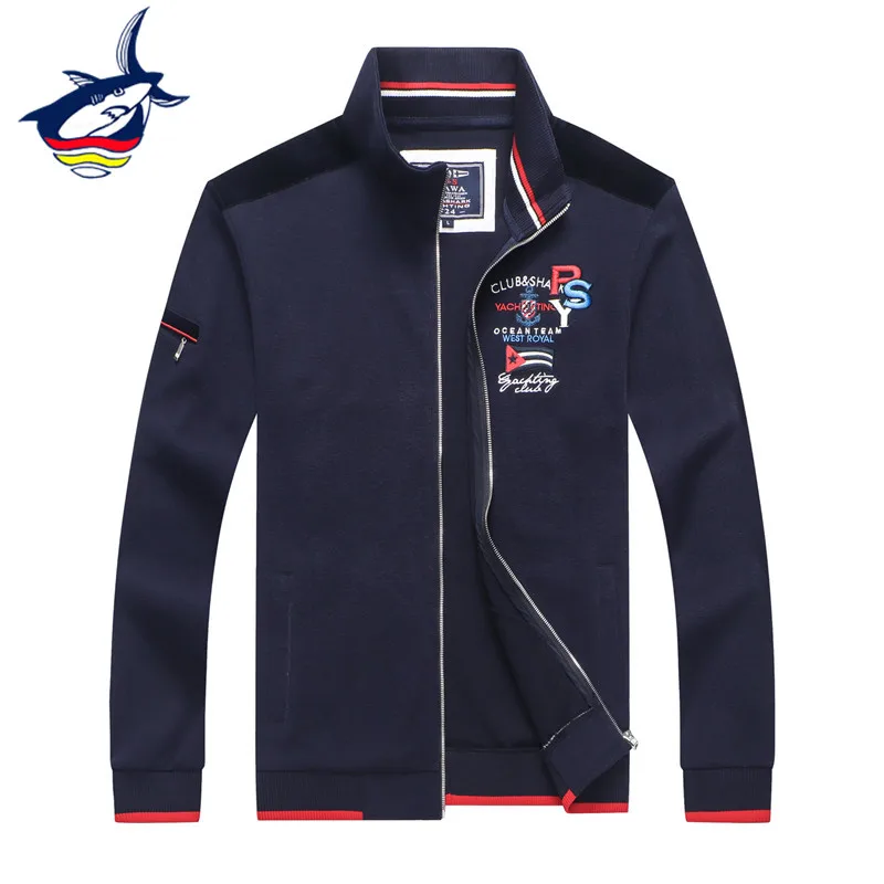 Новинка, куртка Tace& Shark, мужская, брендовая, jaqueta masculina, свитер, пальто, стоячий воротник, Акула, вышивка, молния, осень, повседневная мужская куртка