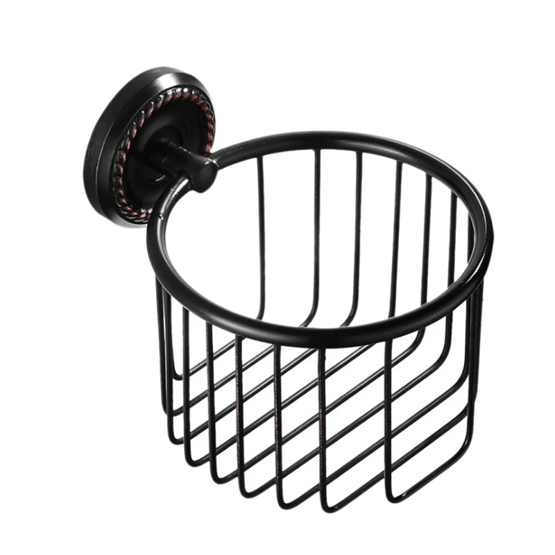 

Black Bronze Toilet Paper Holder Wall-Mounted Copper Tissue Box Basket