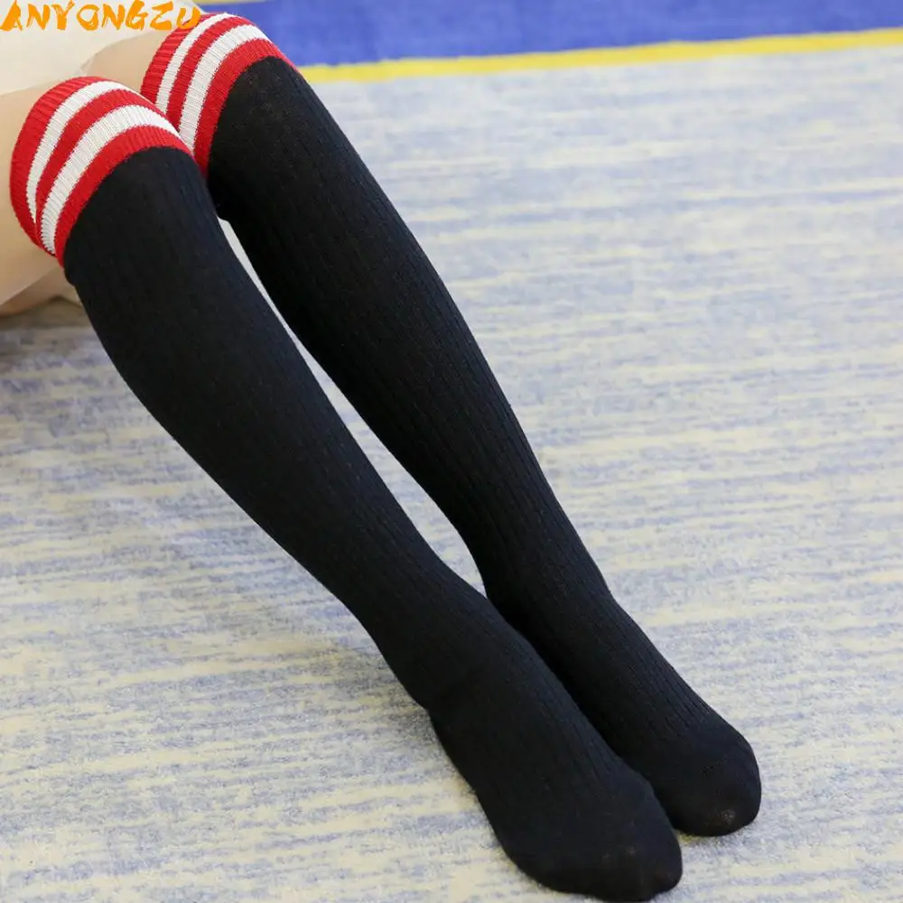 

2020 Two Bar Vertical Stripe New Children Socks Cotton Girls Knee Boys And Students Football Socks 3 Size 35CM 42CM 52CM