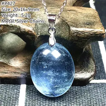 

Genuine Natural Ocean Blue Aquamarine Pendant Necklace Jewelry For Woman Man Crystal Oval Beads Gemstone 925 Silver Chains AAAAA