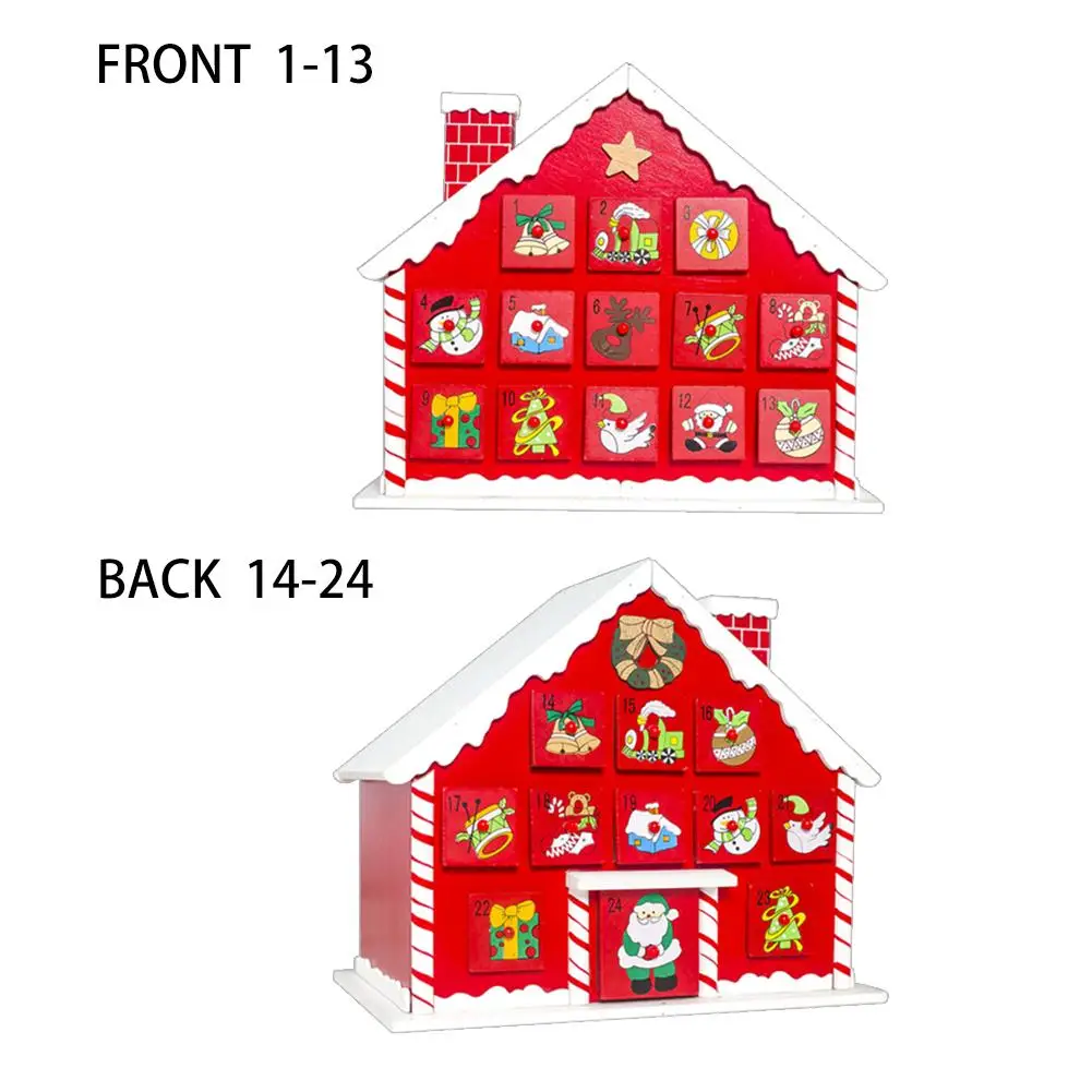 Двухсторонний деревянный календарь Рождественский календарь с хранения Чехол дома орнамент для рождественские украшения