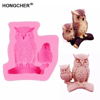 

New product mother and child owl fudge cake silicone mold, handmade chocolate mud mold, cake picture decoration, jelly pudding