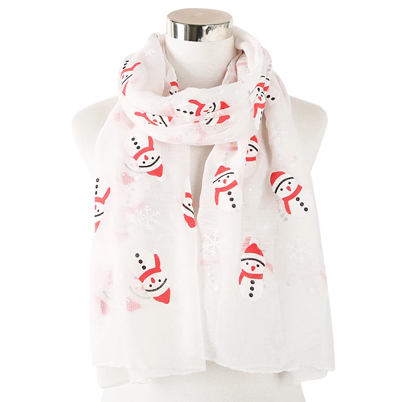 FOXMOTHER Зимний Белый Снеговик Рождественский шарф обертывание для женщин Дамы подарки
