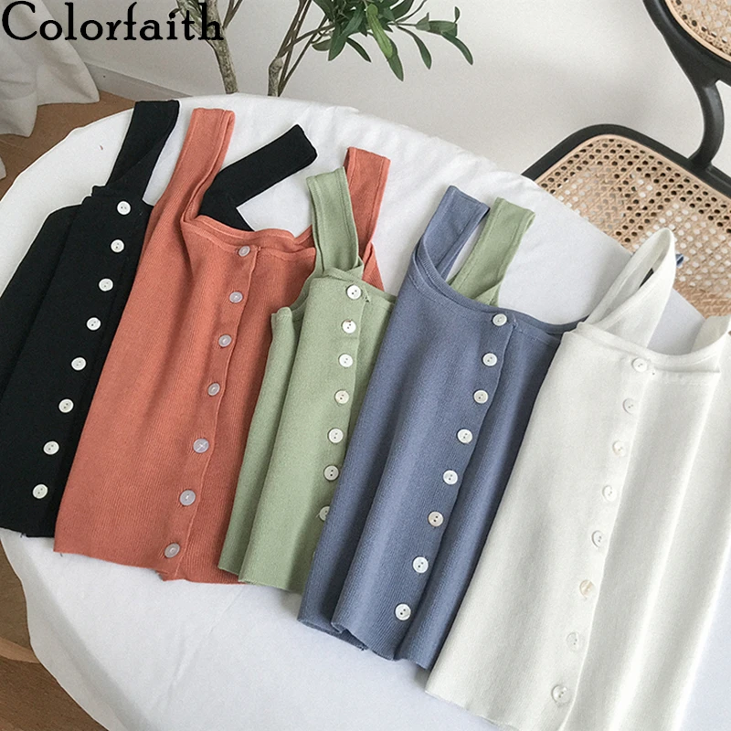 Топ Colorfaith женский однобортный Базовая Трикотажная Облегающая майка разные цвета