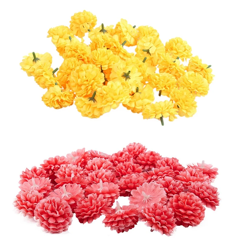 60Pcs Daisy Artificial Fake Flower Silk Spherical Heads Bulk Wedding