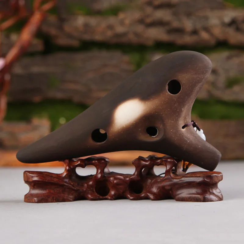 12-Hole Antique Smoldering Ocarina Professional Mid-Tone C-Tone Ocarina 12Ac Submarine-Type Handmade Ocarina