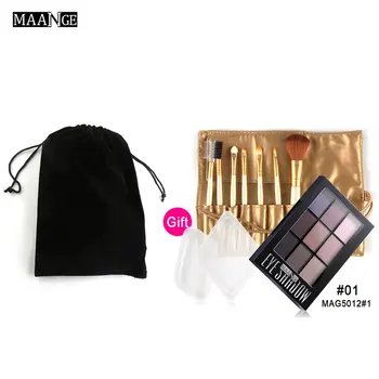 

MAG5012 Professional Makeup Set 7pcs Makeup Brush + 9 Colors Long Lasting Eyeshadow Palette + Puff Combination Set