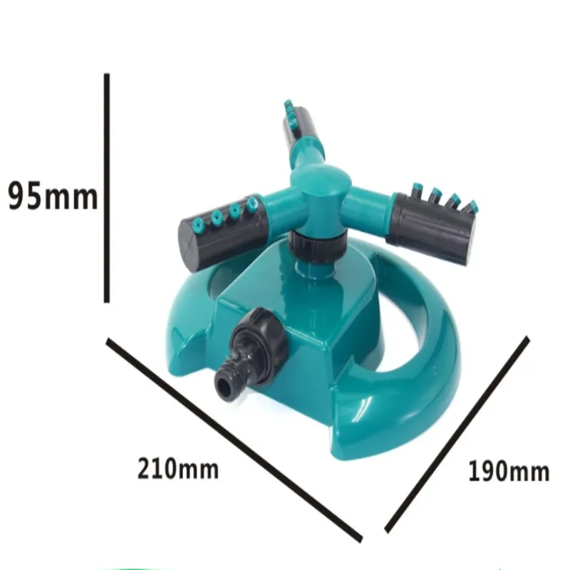 Садовый дождевальный аппарат автоматический полив газона 360 градусов круглый вращающийся разбрызгиватель воды 3 насадки три руки садовый шланг