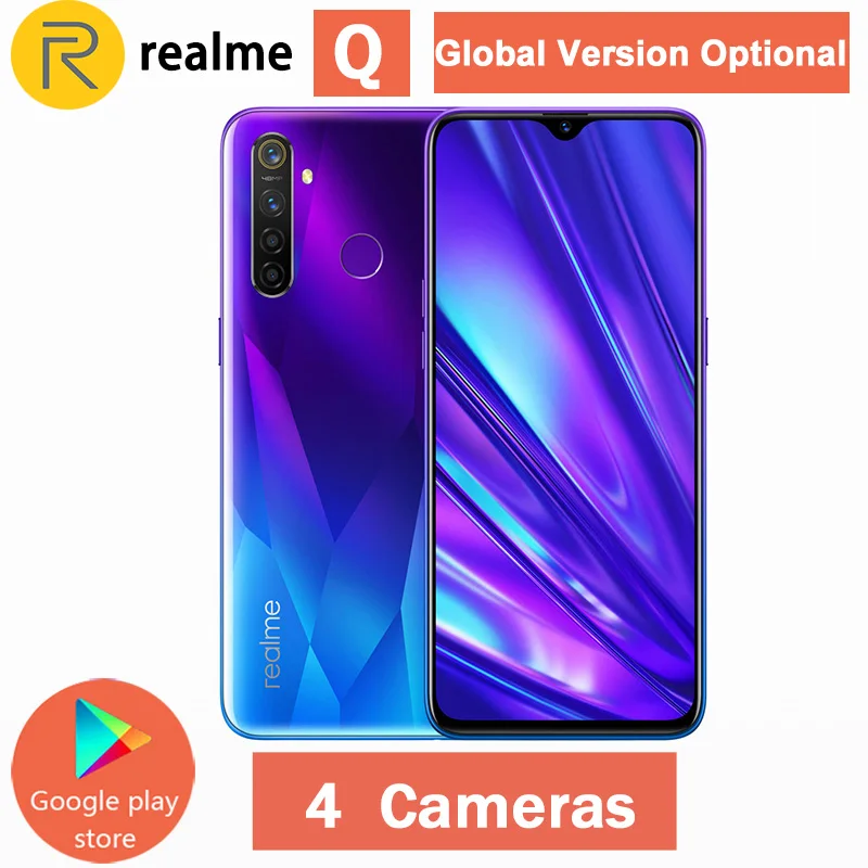 Мобильный телефон Realme Q Realme 5 Pro, глобальная версия, 6,3 дюймов, Восьмиядерный процессор Snapdragon 712AIE, четырехъядерный процессор 48 МП, 4035 мАч