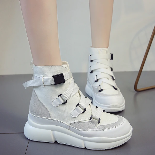 US $16.08 rimocy new 2019 women platform ankle boots autumn winter fashion solid black white flat heels casua