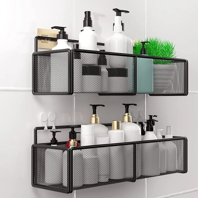 4-Pack Shower Caddy Shelves Organizer with Soap Dish Holder No Drilling  Adhesive Bathroom Storage Basket Inside Shower Rustproof Shampoo Rack with