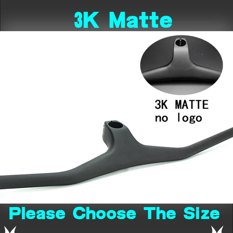 No logo 3K Matte ODINZEUS Manillar углеродный MTB велосипедный руль однообразный Интегрированный руль со стволом 3 к черный глянец/матовый углеродный руль - Цвет: No logo 3K Matte