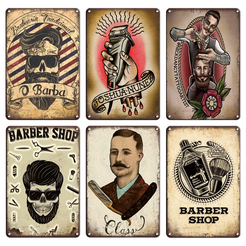 

Barber Shop Retro Metal Sign Vintage Craft Tintin Tin Sign Retro PIN UP Metal Painting Poster Bar Pub Home Wall Art Decor