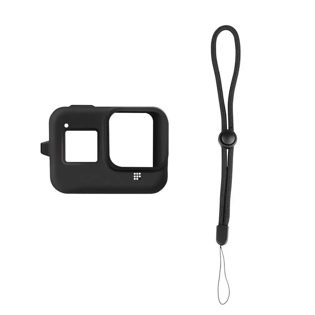 Черный Аксессуары для Go Pro, чехол для экшн-камеры, защитный силиконовый чехол+ крышка объектива для GoPro Hero8, черный цвет - Цвет: Черный