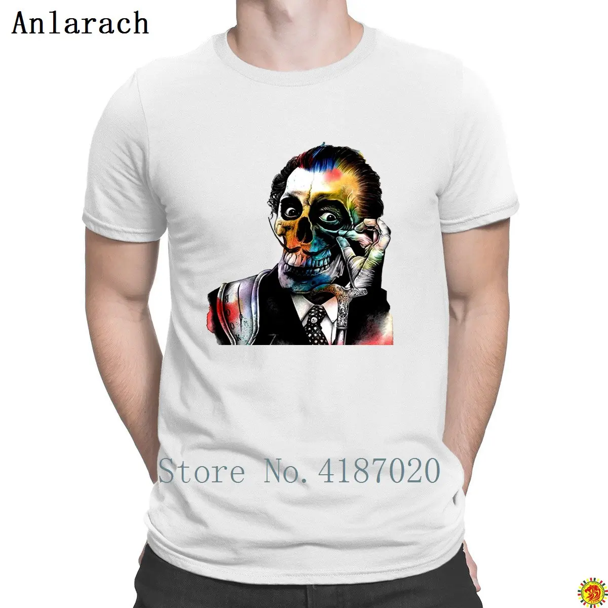 

Skull Dali T-Shirt Crazy Creative Spring Autumn Pictures T Shirt For Men Classical Gents Round Collar Anlarach Humorous