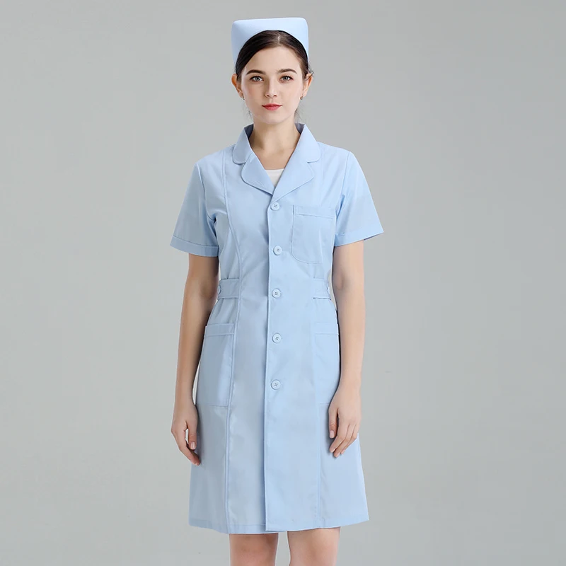 Lab Uniforms Female Fashion Work Wear Pharmacy White Coat Doctor Hospital Clinic Gown Out Clothing medical gown Dress Robe