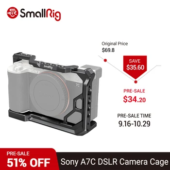 

SmallRig DSLR Camera Cage for Sony A7C Housing Case Cold Shoe 1/4'' Arri Hole for Microphone LED Fill Light Extension 3081