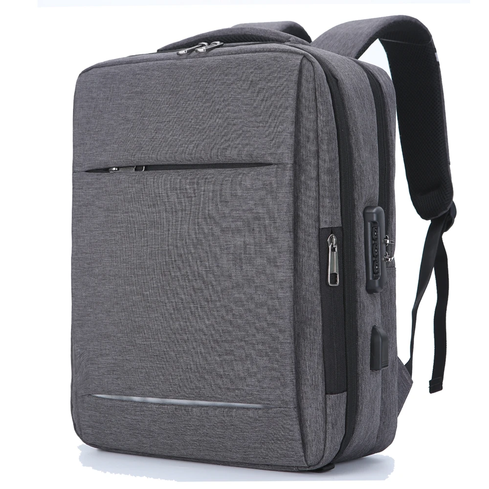 15,6 дюймовый рюкзак для ноутбука с замком, рюкзак с защитой от кражи, мужская дорожная сумка, отражающая школьная сумка для подростков, мужской рюкзак Mochila - Цвет: Темно-серый