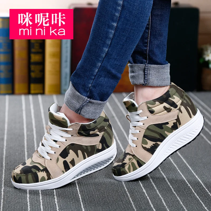 

Minika High Shoes Slanted Heel Rocking Shoes Women's Breathable Athletic Shoes Elevator WOMEN'S Shoes 1616-1-2-3-4