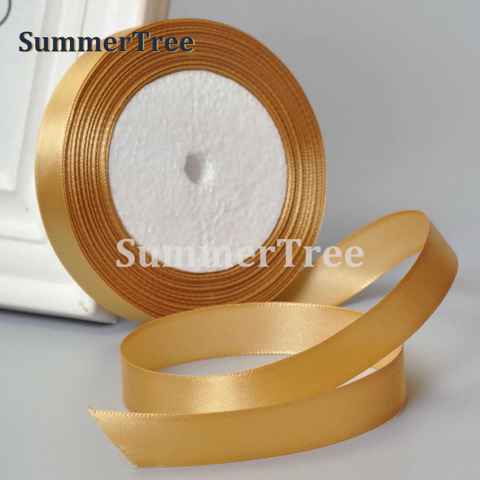 Ribbon Decoration 25 Yards Gold Silk Satin Ribbon Gift Wrapping Bow Wedding Party Decoration Christmas New Year Apparel Sewing Fabric Ribbon