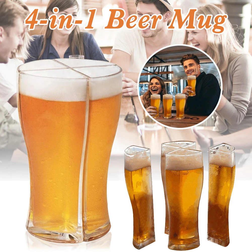 4IN1 Super Schooner Beer Glasses Mug Cup Separable Large Capacity Thick Beer Mug