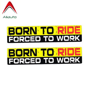 

Aliauto 2 X Warning Car Sticker Born To Ride Forced To Work Decal Accessories PVC for Rav4 Lada Niva Renault Clio Saab,15cm*3cm