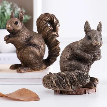 

NORDIC STYLE CUTE SQUIRREL ART SCULPTURE SCIURIDAE STATUE CREATIVE ANIMAL RESIN CRAFTS TV CABINET DECORATIONS FOR HOME R3247