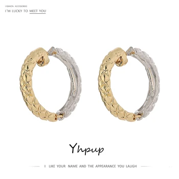 

Yhpup New Design Round Round Hoop Earrings for Women Fashion Zinc Alloy Jewelry Trendy Geometric Texture Earrings Gift 2020