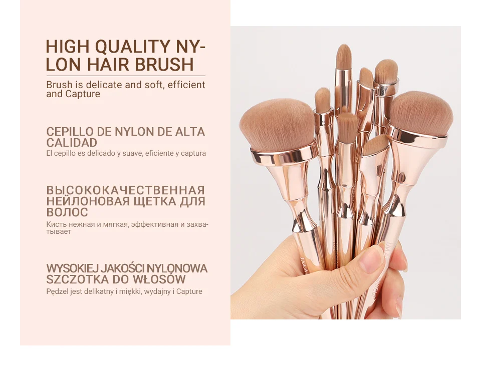 IMAGIC 9pcs/set Makeup Brushes Kit Soft Nylon Hair Partij Blending Brush Metallic Handle Profesional Oogschaduw Tools Set